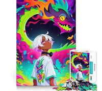 Puzzle per adulti con ragazzo anime e drago colorato,1000 pezzi,gioco di concentrazione,tagli di precisione,bordi lisci,divertente sfida per i momenti di attesa (38x26cm)