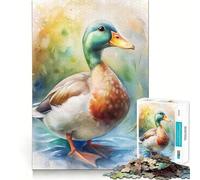 Puzzle per adulti con ritratto di anatra ad acquerello,1000 pezzi,gioco di logica,regalo,taglio di precisione,rilassante attività di gruppo al chiuso (50x75cm)