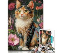 Puzzle per adulti con ritratto di gatto 1000 pezzi per adulti e adolescenti perfetto per trascorrere il tempo in casa e migliorare l'amore tra coppie (26x38cm)
