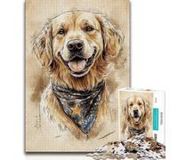 Puzzle per adulti con ritratto di Golden Retriever 1000 pezzi per adulti e adolescenti perfetto per trascorrere il tempo in casa e migliorare l'amore tra coppie (50x75cm)