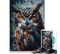 Puzzle per adulti con ritratto di gufo dipinto ad olio, 1000 pezzi, stimola la memoria, divertimento e relax, bordi precisi, un regalo perfetto (50x75cm)