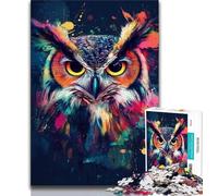 Puzzle per adulti con ritratto di gufo, puzzle da 1000 pezzi per adolescenti, regali, gioco per famiglie, antistress, sfida difficile, regali di Babbo Natale segreto, 50x75cm