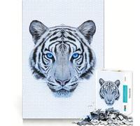 Puzzle per adulti con ritratto di tigre bianca,1000 pezzi,gioco di logica,regalo,taglio di alta precisione,rilassante attività di gruppo al chiuso (38x52cm)