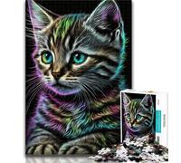 Puzzle per adulti con ritratto di un bellissimo gatto, 1000 pezzi, gioco per famiglie, antistress, sfida difficile, regali di Babbo Natale segreto, 50x75cm