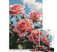 Puzzle per adulti con rose rosa, 1000 pezzi, gioco per allenare la mente, rilassante, da assemblare, artistico, regalo (38x26cm)