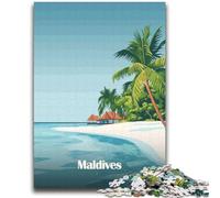 Puzzle per adulti con scena di spiaggia alle Maldive, 2000 pezzi, arte interessante, riduzione dello stress, lista dei desideri con Babbo Natale per età 14 anni, 2000 pezzi (70x100cm)