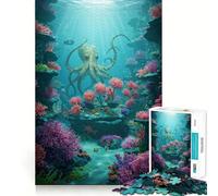 Puzzle per adulti con scena sottomarina,polpo e corallo,1000 pezzi,gioco stimolante per la mente,dimensioni uniformi,pezzi precisi,ideale da portare in viaggio,gioco per allenare la mente,regalo