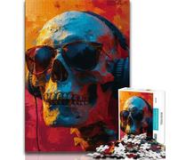 Puzzle per adulti con scheletro che indossa le cuffie, 1000 pezzi, aiuta il cervello a esercitare i giocattoli avvincenti per coltivare la pazienza, adatto alle coppie, 50x75cm