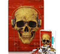 Puzzle per adulti con scheletro che indossa le cuffie, 1000 pezzi, gioco per famiglie, antistress, sfida difficile, ottimi regali e giocattoli, 50x75cm