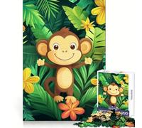 Puzzle per adulti con scimmia sorridente nella giungla, 1000 pezzi Rafforza la memoria, rilassante, divertente, di qualità, con bordi arrotondati Un regalo perfetto 38x26cm