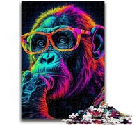 Puzzle per adulti con scimpanzé al neon, 1000 pezzi, difficili da completare ma divertenti e divertenti, decorazioni per la casa e regali unici (38x26cm)