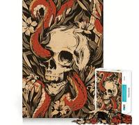 Puzzle per adulti con serpente, scheletro e fiori, 1000 pezzi, stimola la memoria, divertente da assemblare, oggetto da collezione (38x52cm)