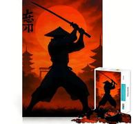 Puzzle per adulti con silhouette di samurai, katana e tramonto, 1000 pezzi, gioco di abilità mentale, hobby tranquillo, design da assemblare, regalo per le vacanze (38x26cm)