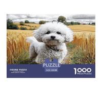 Puzzle per adulti con simpatici cani: cane bianco nel grano dorato, 1000 pezzi, per donne, regali per uomini, 52x38 cm/1000 pezzi