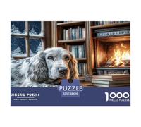 Puzzle per adulti con simpatici cani: cane che riposa vicino al camino, 1000 pezzi, per donne, regali per uomini, 38x26 cm/1000 pezzi