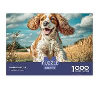 Puzzle per adulti con simpatici cani: Cocker Spaniel che corre nel campo, giochi educativi adatti per la decompressione e decorazioni murali 70x50 cm/1000 pezzi