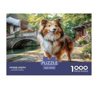 Puzzle per adulti con simpatici cani da compagnia: Collie di Stone Bridge per adulti, adolescenti e anziani, ottimo regalo, 70x50 cm/1000 pezzi