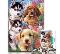 Puzzle per adulti con simpatici cuccioli, 1000 pezzi, decorazione da parete, regali unici per compleanno e Natale, adatti per bambini di età compresa tra 26x38cm