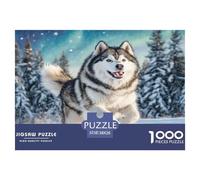 Puzzle per adulti con simpatico cane da compagnia per la decompressione: Husky che corre nella neve, gioco educativo da sfida, 1000 pezzi, 38x26 cm/1000 pezzi