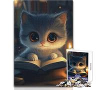 Puzzle per adulti con simpatico gatto che legge a lume di candela, 1000 pezzi, gioco educativo intelligente e divertente, regalo significativo e sentito, dimensioni 50x75cm