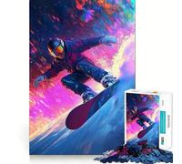 Puzzle per adulti con snowboarder al neon, 1000 pezzi, gioco di logica e rilassamento, taglio preciso, piacevole sorpresa (38x52cm)