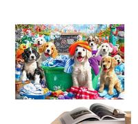 Puzzle per Adulti con Soggetto Canino,Sfidante Gioco a Tema di Lavanderia con Cani | Un Puzzle Da 1000 Pezzi Per Adulti Con Lettere Sul Retro | per Attività Familiare per Uomini e Donne e Gioco Divert