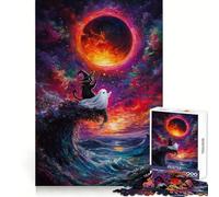 Puzzle per adulti con strega, gatto e fantasma, 1000 pezzi, per il benessere mentale, attività rilassante, bordi affilati, regalo speciale (50x75cm)