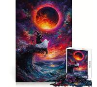 Puzzle per adulti con strega, gatto e fantasma, 1000 pezzi, stimolante per l'analisi, ideale per il relax e il tempo libero, con incastri precisi, perfetto come regalo invernale (38x52cm)