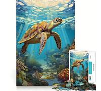 Puzzle per adulti con tartaruga marina e acquario, 1000 pezzi, rompicapo, rilassante, con schema di montaggio, ideale come regalo di Babbo Natale (38x52cm)