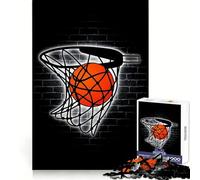 Puzzle per adulti con tema basket, neon e sport, 1000 pezzi, stimolante per la memoria, ideale per il relax e il tempo libero, perfetto per creare un'atmosfera magica durante il Natale (50x75cm)