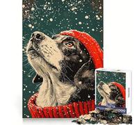 Puzzle per adulti con tema Border Collie, inverno e neve, stile minimalista, 1000 pezzi, per un'esperienza di svago rilassante e un incastro perfetto (50x75cm)