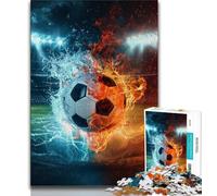 Puzzle per adulti con tema calcio ghiaccio e fuoco 1000 pezzi gioco per famiglie antistress sfida difficile regali di Babbo Natale segreto (50x75cm)