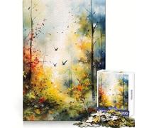 Puzzle per adulti con tema foresta ad acquerello, 1000 pezzi, per sviluppare la memoria, ideale per il relax e il tempo libero Unisciti in sicurezza! Un regalo di Natale perfetto (38x52cm)