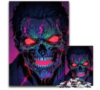 Puzzle per adulti con teschio al neon e ritratto di zombi design intricato per adolescenti decorazioni fai da te e divertimento per stimolare il cervello 1000 pezzi (75x50 cm)