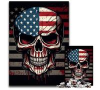 Puzzle per adulti con teschio e bandiera americana, 1000 pezzi, puzzle impegnativi per serate di gioco in famiglia, opera d'arte decorativa fai da te, 50x75CM/19,68x29,52 pollici.