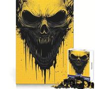 Puzzle per adulti con teschio nero e giallo, 1000 pezzi, per sviluppare la memoria, ideale per il relax e il tempo libero, sicuro da assemblare, un regalo di Natale perfetto (50x75cm)