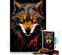 Puzzle per adulti con testa di lupo selvatico,1000 pezzi,gioco stimolante per la mente,taglio laser di alta qualità,rilassante attività di gruppo al chiuso (50x75cm)