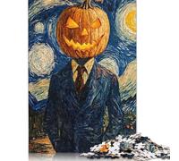 Puzzle per adulti con testa di zucca nella notte stellata, puzzle difficili e difficili da risolvere, per bambini adulti, regalo di Natale, 1000 pezzi (75x50 cm)