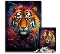 Puzzle per adulti con tigre di fuoco dipinta con ferocia 1000 pezzi fai da te regalo per la casa rompicapo per adulti 1000 pezzi (38x26 cm)