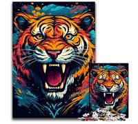 Puzzle per adulti con tigre di fuoco dipinta con ferocia puzzle da 1000 pezzi per adulti gioco interattivo per famiglie fai da te decorazione per la casa sfida mentale regalo da 1000 pezzi (38x26 cm)