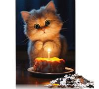Puzzle per adulti con torta di compleanno a forma di gattino, di alta qualità, in cartone riciclato al 100%, per risolvere problemi, per bambini adulti, 520 pezzi (52x38 cm)