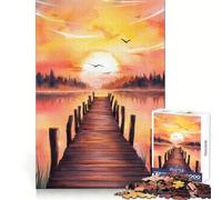 Puzzle per adulti con tramonto ad acquerello e molo, 1000 pezzi, per sviluppare la memoria, ideale per il relax e il tempo libero, sicuro da assemblare, un regalo di Natale perfetto (38x26cm)