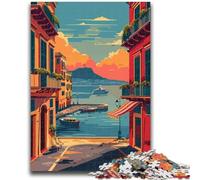 Puzzle per adulti con tramonto sul porto di Napoli, 1000 pezzi, regalo di compleanno per ammazzare il tempo durante le vacanze, regali, decorazione da parete per 14+ pezzi (50x75cm)