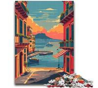 Puzzle per adulti con tramonto sul porto di Napoli, 2000 pezzi, arte interessante, riduzione dello stress, lista dei desideri con Babbo Natale per età 14 anni, 2000 pezzi (70x100cm)