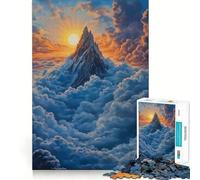 Puzzle per adulti con tramonto sulla cima di montagna, 1000 pezzi, gioco per la concentrazione e il relax, bordi netti, Babbo Natale, scegli il tuo desiderio (50x75cm)