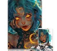 Puzzle per adulti con una bellissima ragazza anime e la luna 1000 pezzi per adolescenti gioco stimolante e interazione tra genitori e figli (26x38cm)