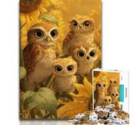 Puzzle per adulti con una famiglia di gufi, gioco educativo e sfida, ideale come regalo per tutta la famiglia, 50x75cm