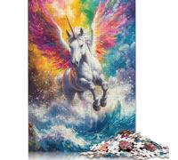 Puzzle per adulti con unicorno arcobaleno, di alta qualità, 100% riciclato, per risolvere problemi, per bambini adulti, 520 pezzi (52x38 cm)