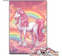 Puzzle per adulti con unicorno rosa, 1000 pezzi, per bambini dai 14 anni in su, rompicapo per famiglie, regali di compleanno per Natale (dimensioni 26x38cm)