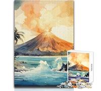 Puzzle per adulti con vulcano e isola tropicale, 1000 pezzi, attività educativa, regalo perfetto per le occasioni festive, dimensioni 50x75cm